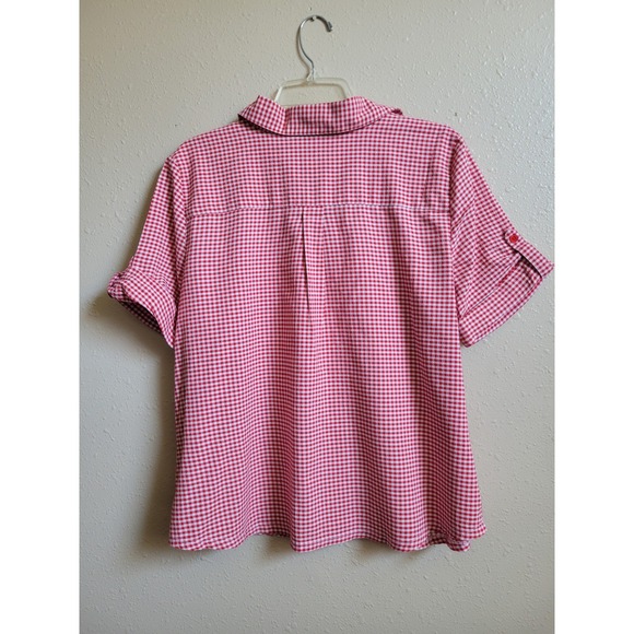 Emily Daniels Red & White Checker Button Shirt Collared Top Button Sleeve Sz XL - Picture 5 of 12